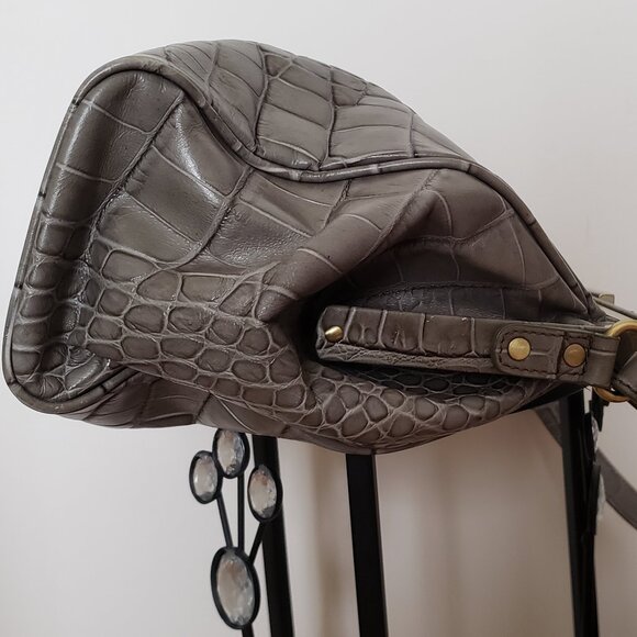 DANIER OLIVA-GREY CROCODILE LEATHER IMITATION BAG. - Picture 4 of 10